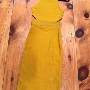 Topshop Mustard Midi Dress